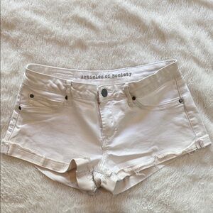Articles of Society White Raw Hem Denim Shorties